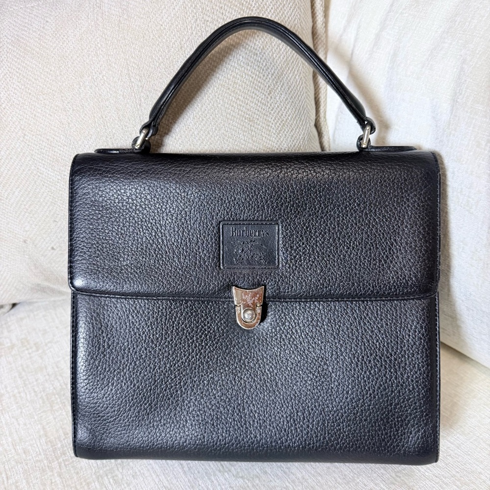 Burberry Black Pebbled Leather Top Handle Bag | Authentic | COA Included